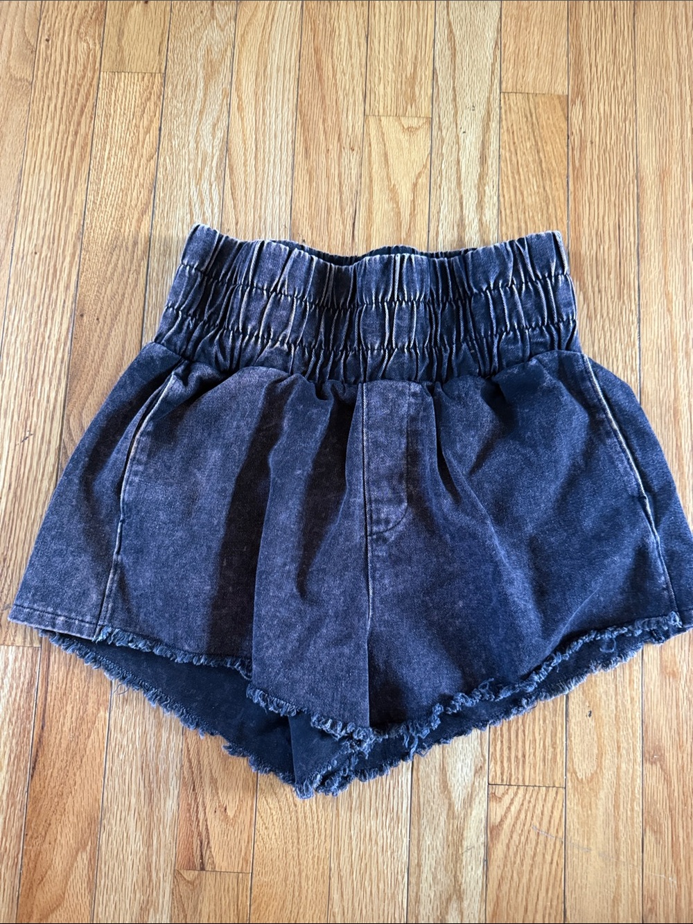 High-Waist Washed Black Women's Shorts